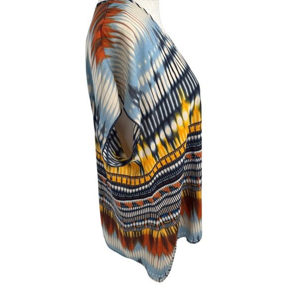 Live And Let Live L Womens V-Neck Top Multicolor Abstract Pattern Lightweight - Picture 4 of 11